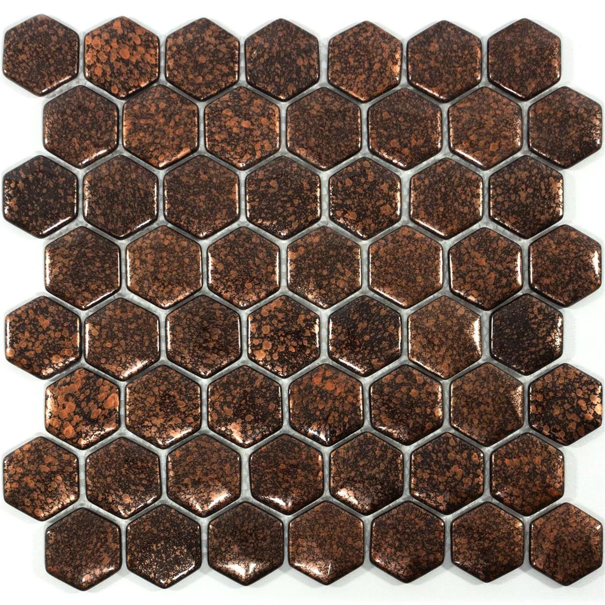 Sample Glass Mosaic Tiles Leopard Hexagon 3D Bronze