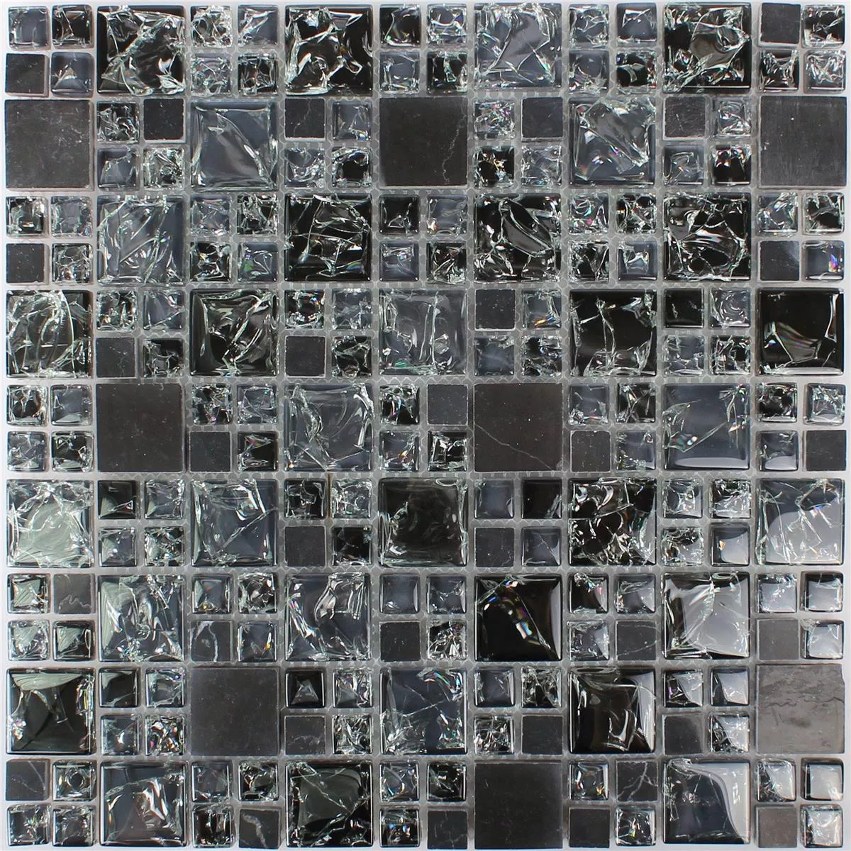 Mozaik Pločice Staklo Prirodni Kamen Malawi Crna 2 Mix