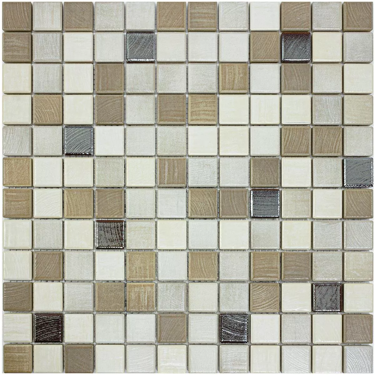 Ceramic Mosaic Tiles Luminara Wood Optic Brown Silver