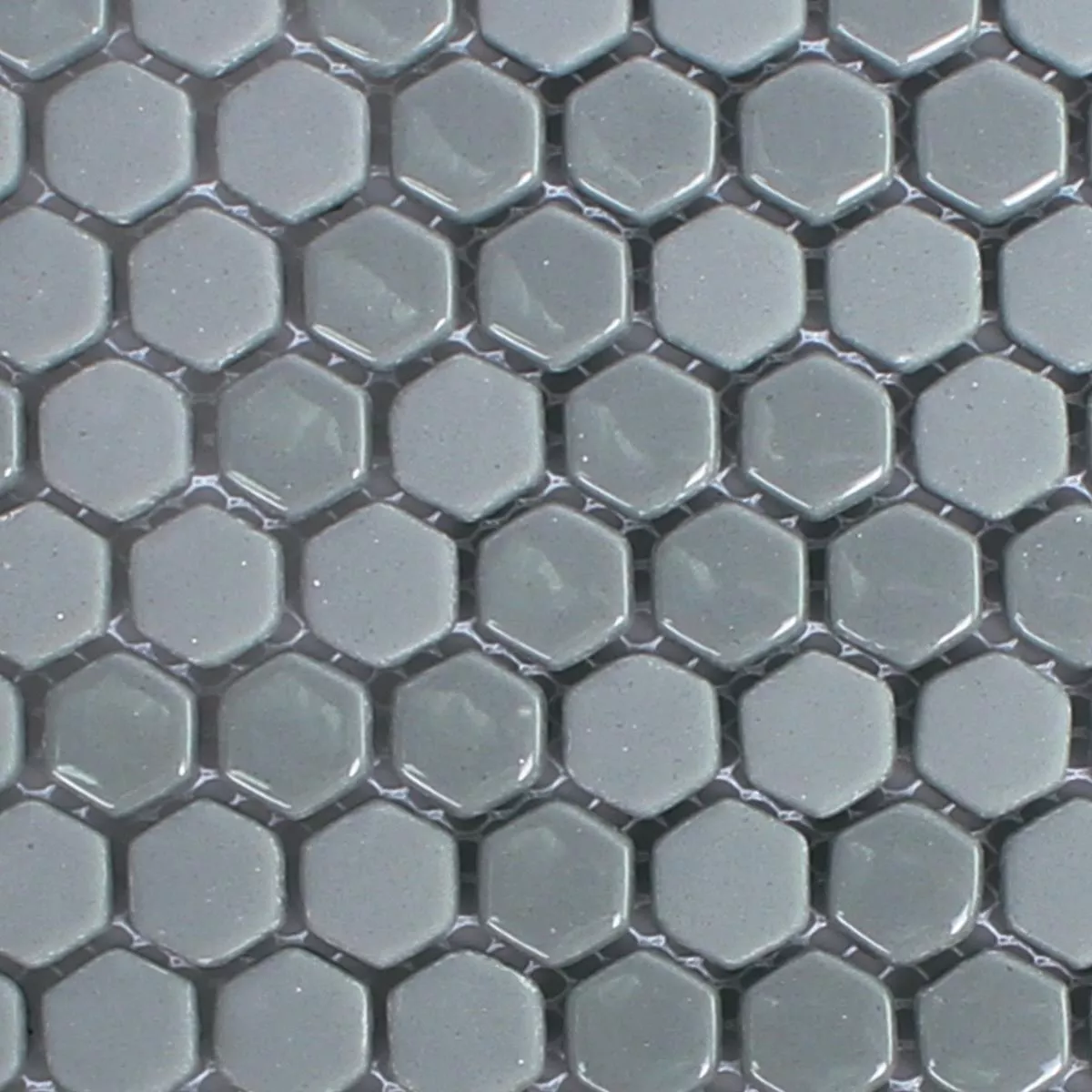 Sample Glass Mosaic Tiles Brockway Hexagon Eco Grey