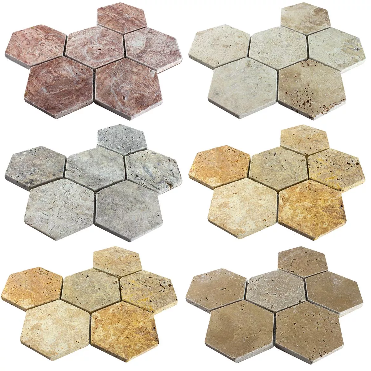 Sample Travertine Natural Stone Mosaic Tiles Mercado Hexagon