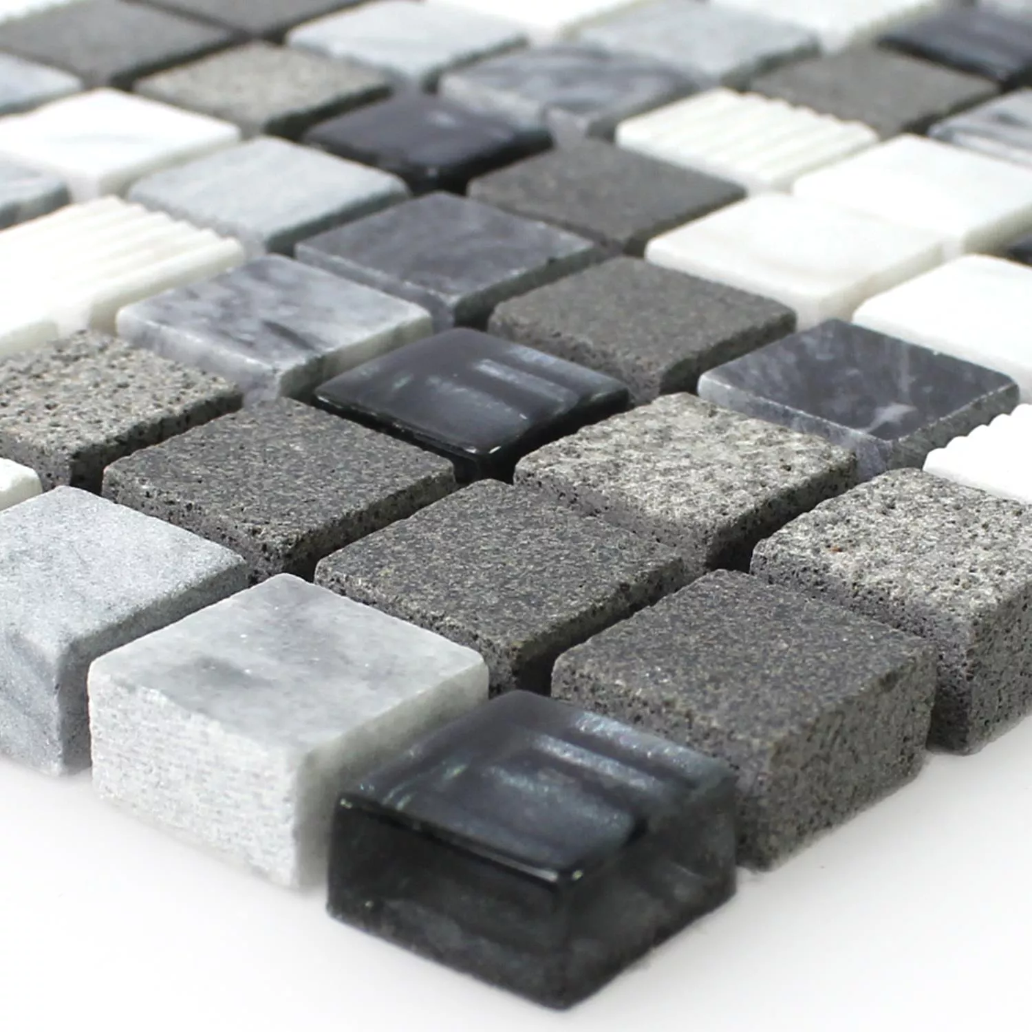 Sample Mosaic Tiles Glass Natural Stone Kodiak Grey Mix