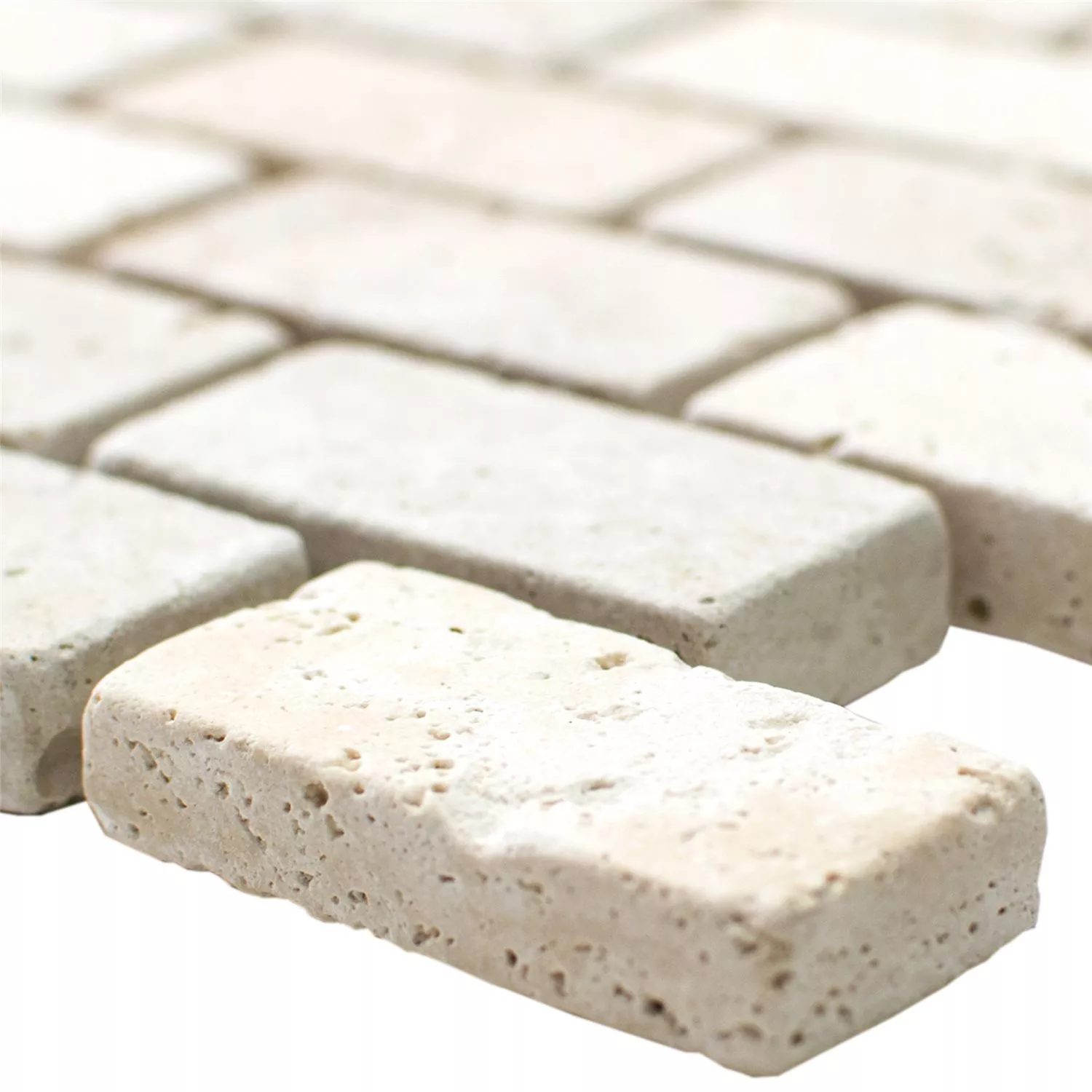 Prøve Travertin Mosaik Fliser Barga Beige Brick