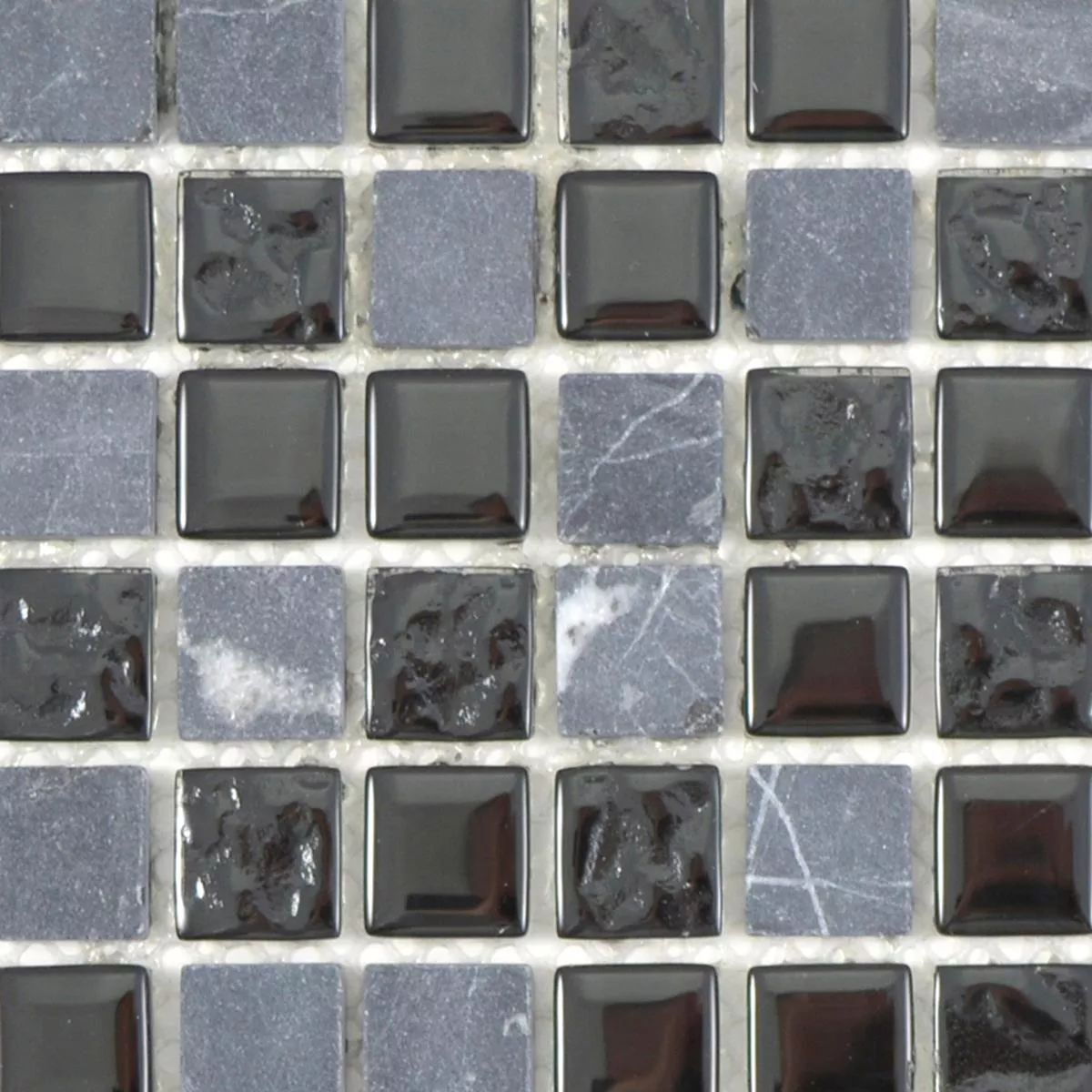 Sample Glas Natural Stone Mosaic Tiles Zekova Black Grey