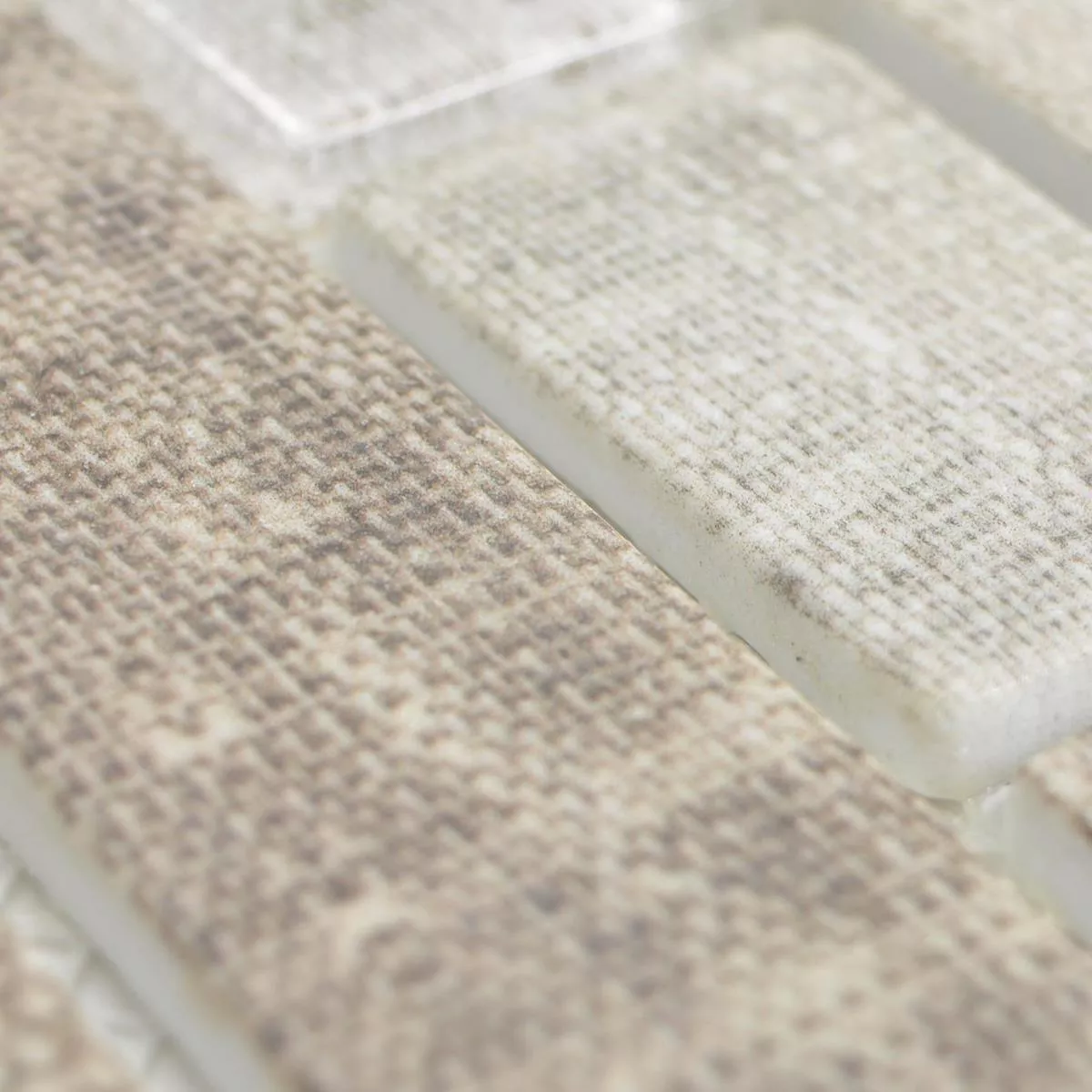 Échantillon Mosaïque En Verre Carrelage Lyonel Textile Optique Brick Beige