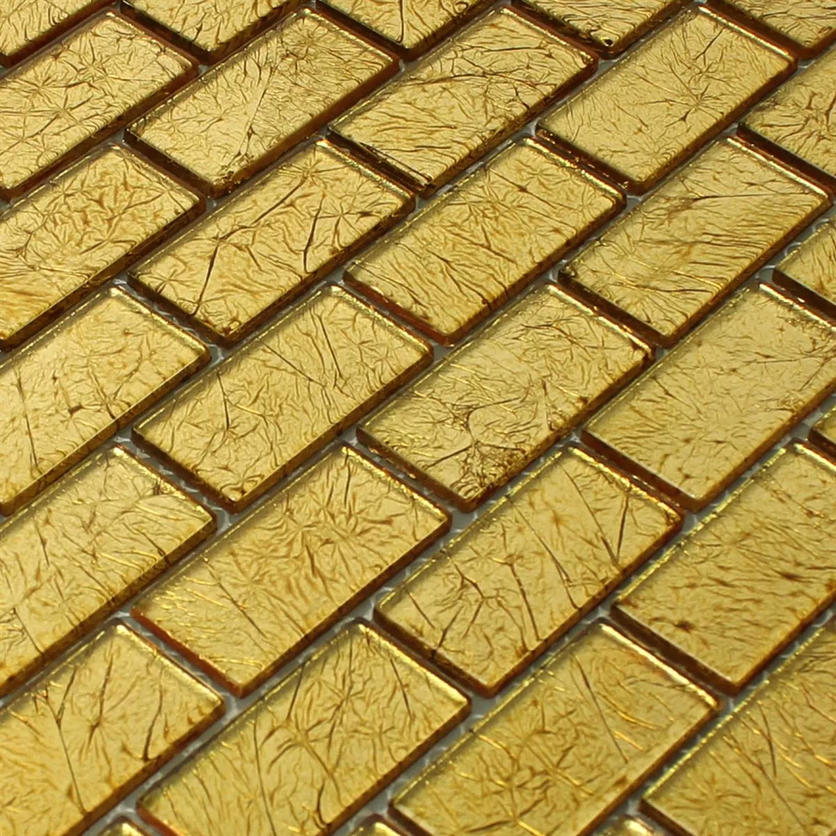 Padrão de Azulejo Mosaico Vidro Brick Cristal Ouro Estruturada