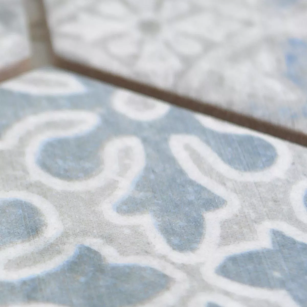 Muster von Keramikmosaik Retro Fliesen Lawinia Hexagon Blau