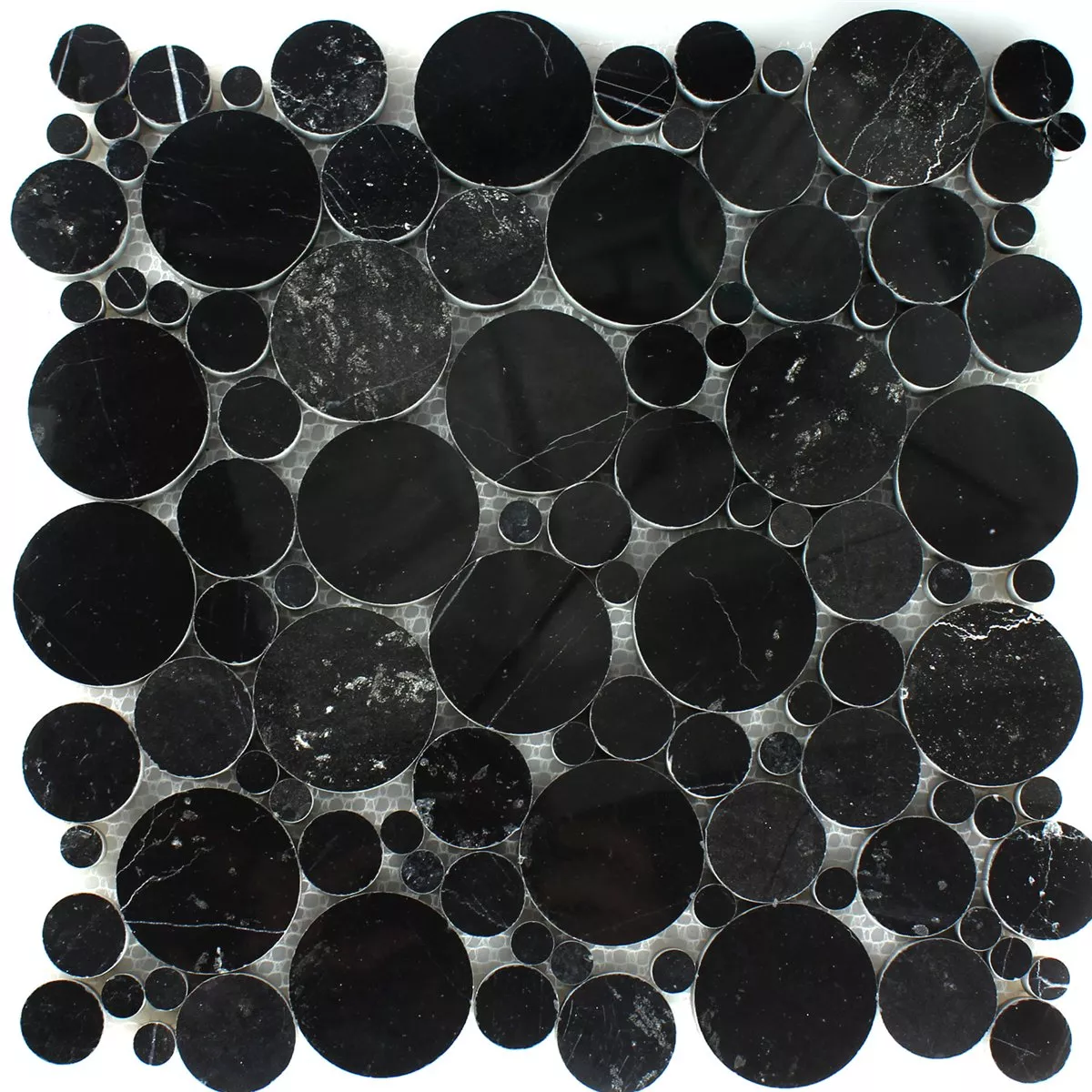 Mosaic Tiles Marble Marimar Round Black Polished