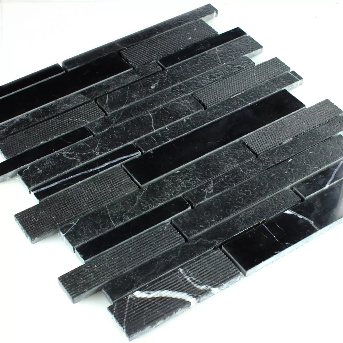 Plăci De Mozaic Marmură Brick Lustruit Negru