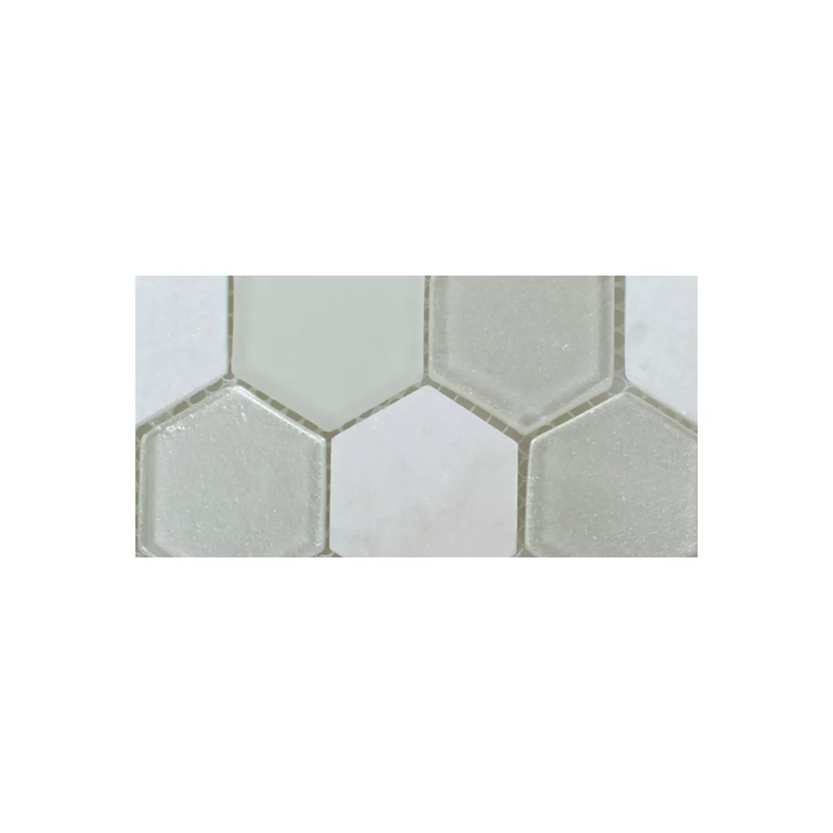Model din Plăci De Mozaic Hexagon Sticlă Piatră Naturală Alb 3D