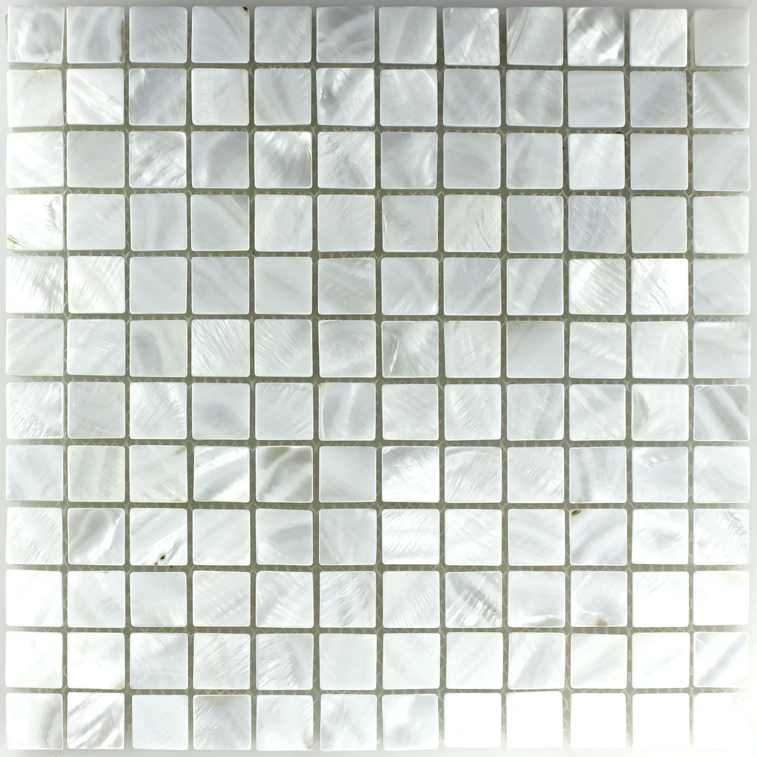 Mozaiková Dlaždice Sklo Perleťový Efekt Slonová Kost Bílá 23x23x8mm