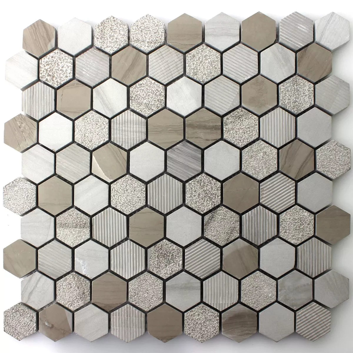 Mozaïektegel Hexagon Natuursteen Mocca Bruin