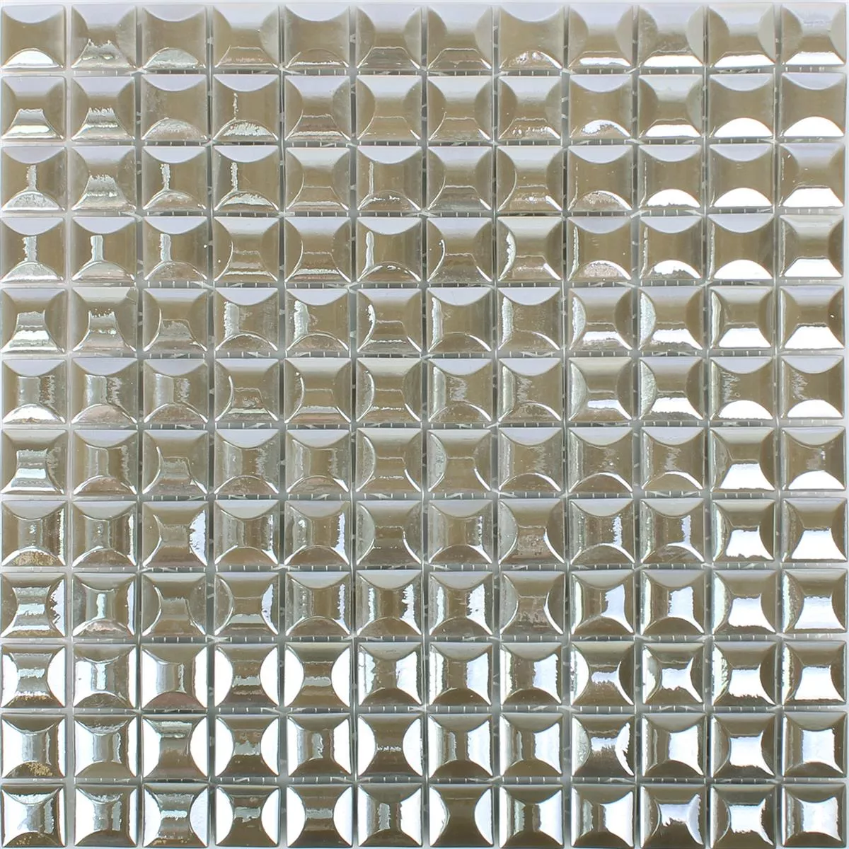 Sample Glass Mosaic Tiles Monrovia Coffee 3D Metallic