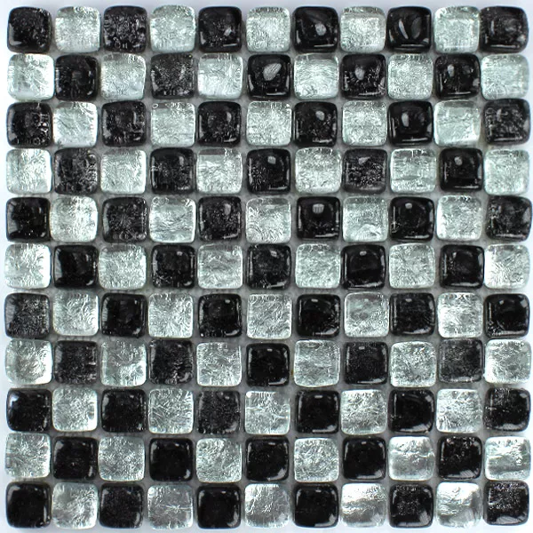 Sample Mosaic Tiles Glass on the Rocks Black Silver