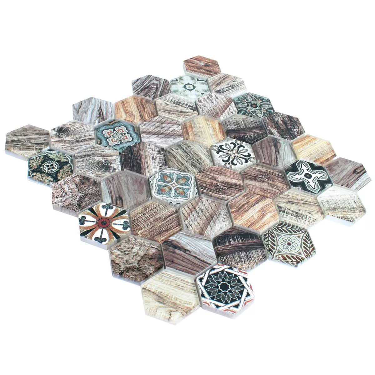 Model din Sticlă Mozaic Din Piatra Naturala Eritrea Aspect De Lemn Maro Gri