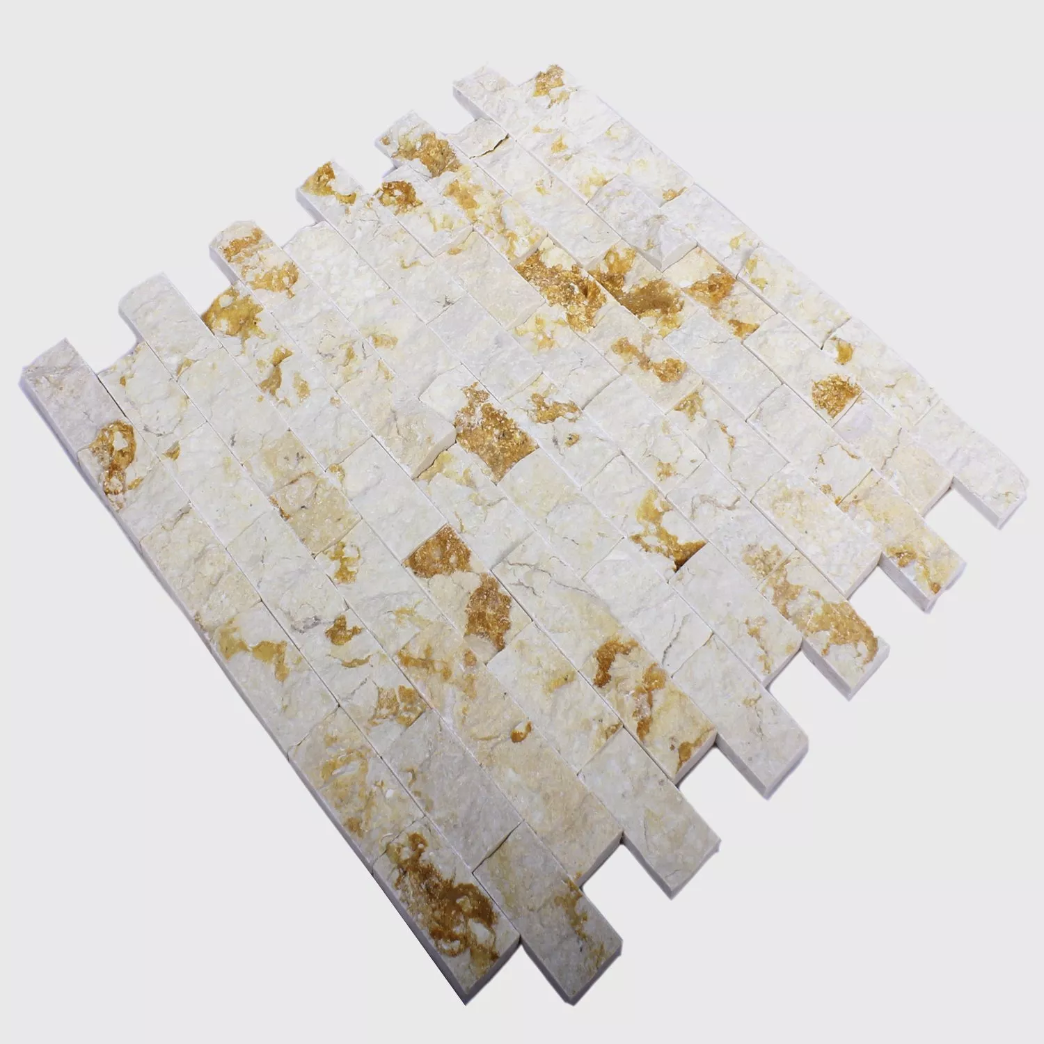 Mozaik Csempe Természetes Kő Brick Splitface 3D Bézs
