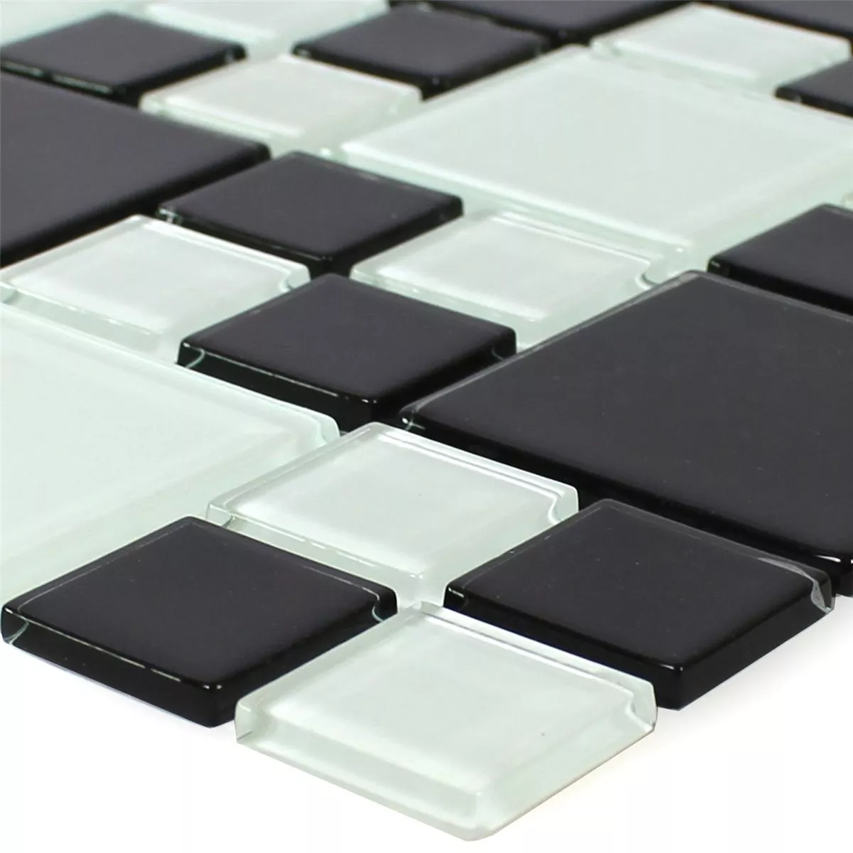 Padrão de Mosaico De Vidro Azulejos Preto Branco Mix