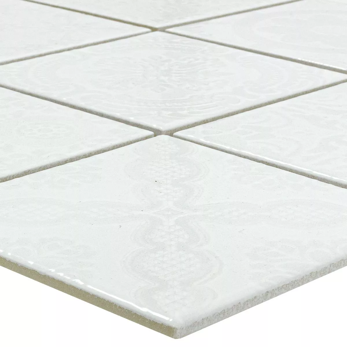 Ceramic Mosaic Tiles Rivabella Relief White