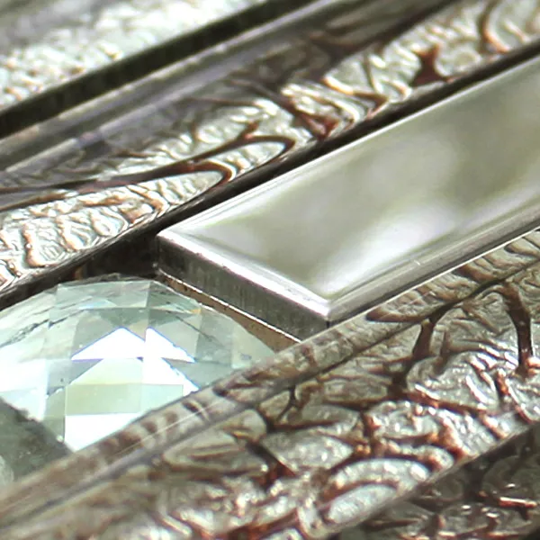 Mosaic Tiles Glass Stainless Steel Diamond