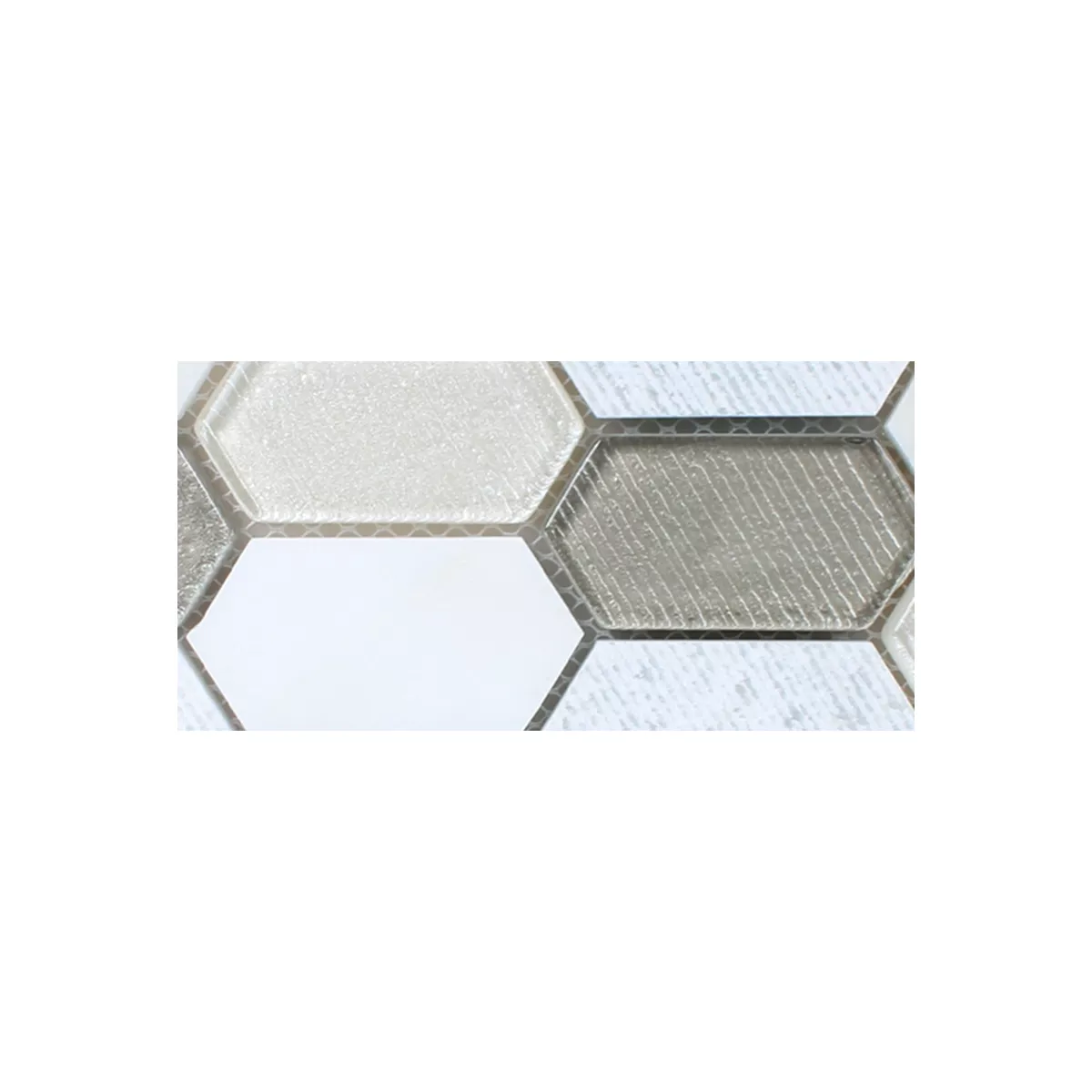 Prøve Mosaik Fliser Februata Hexagon Hvid Beige Gra