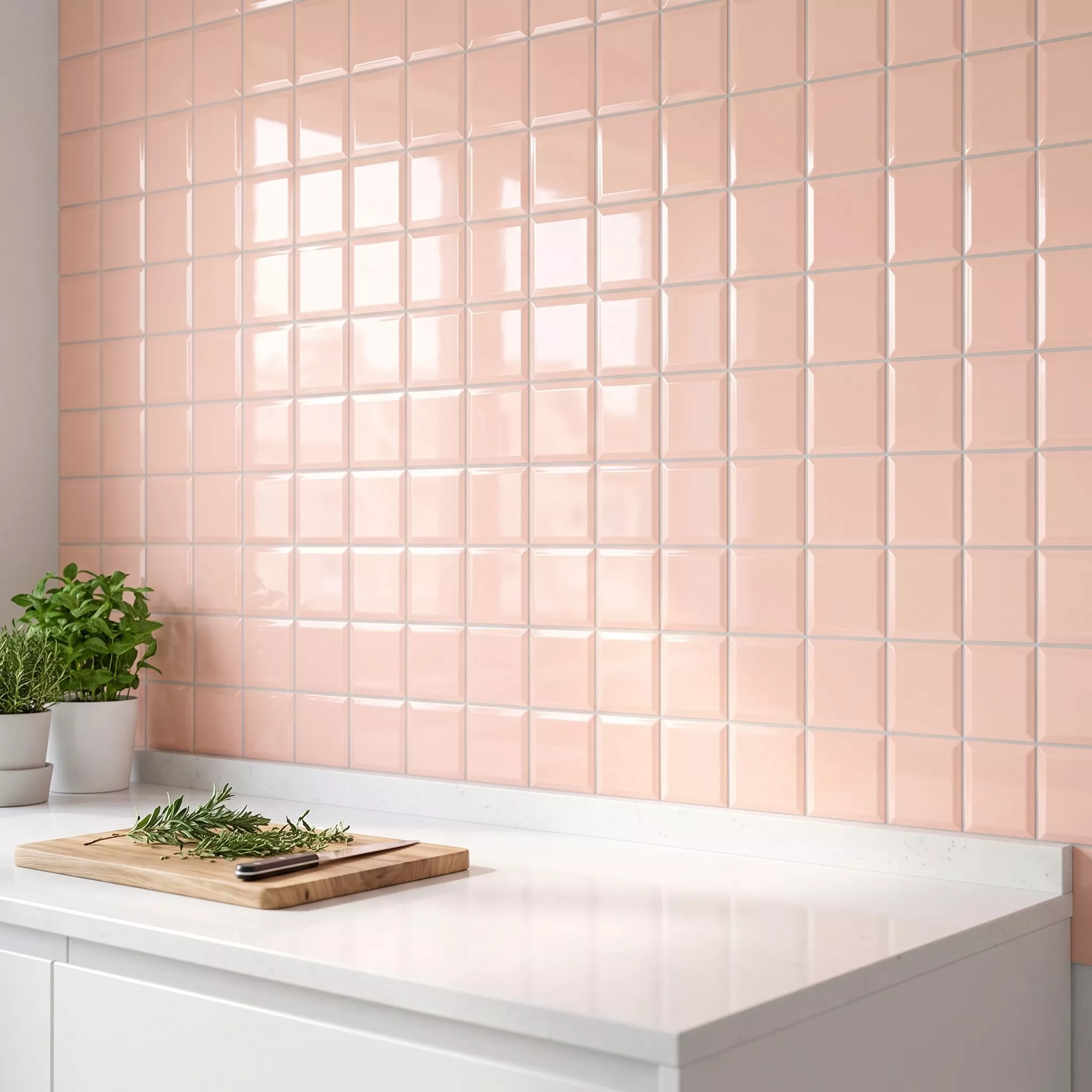 Metro tile Orange Glossy 10x10 cm Facet Catarina Salmon