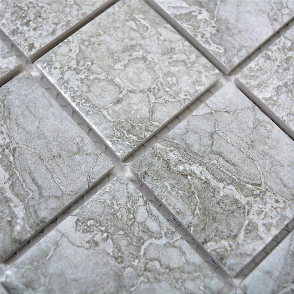 Muster von Keramik Mosaikfliesen Oscar Steinoptik Grau