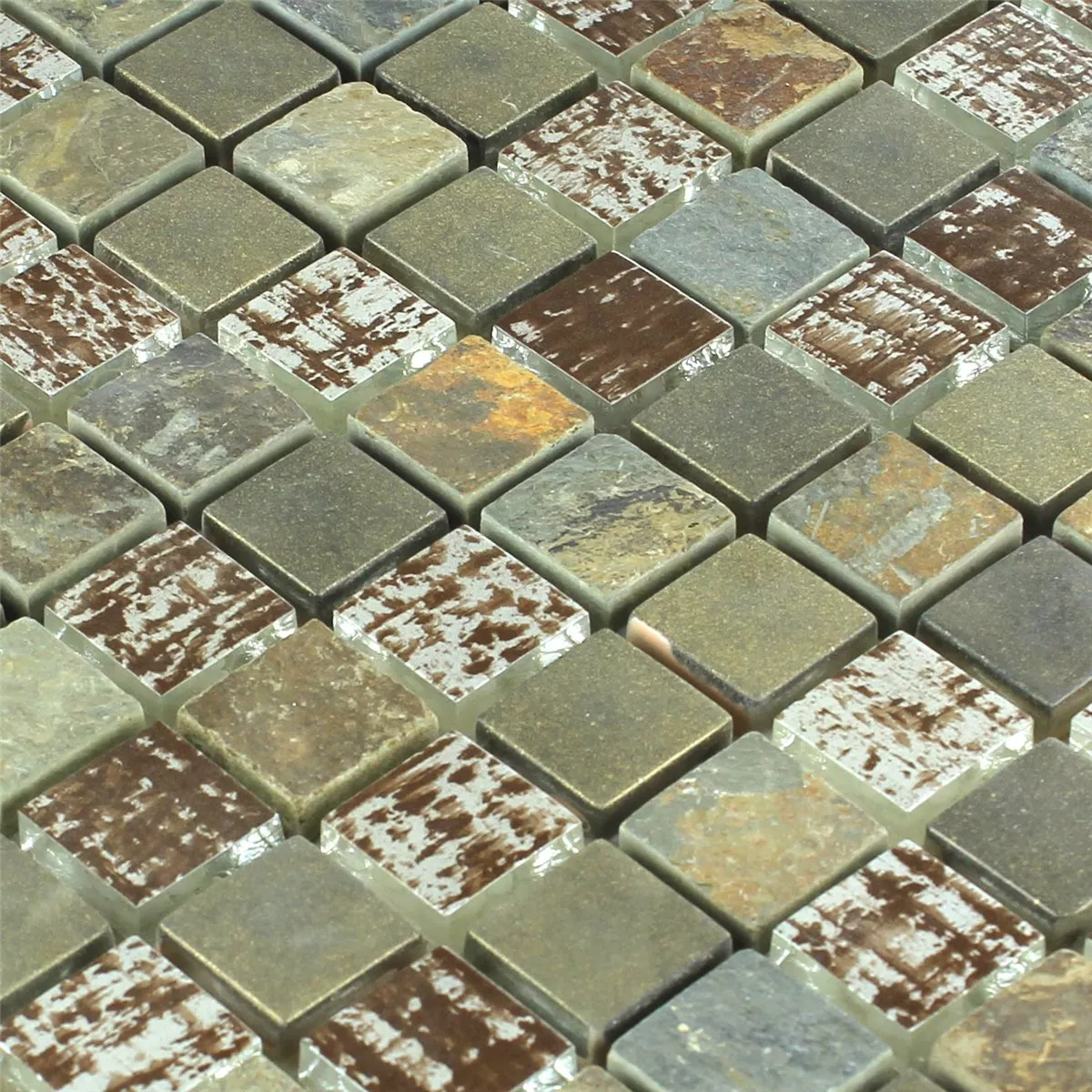Uzorak Mozaik Pločice Kvarcit Staklo Rđa