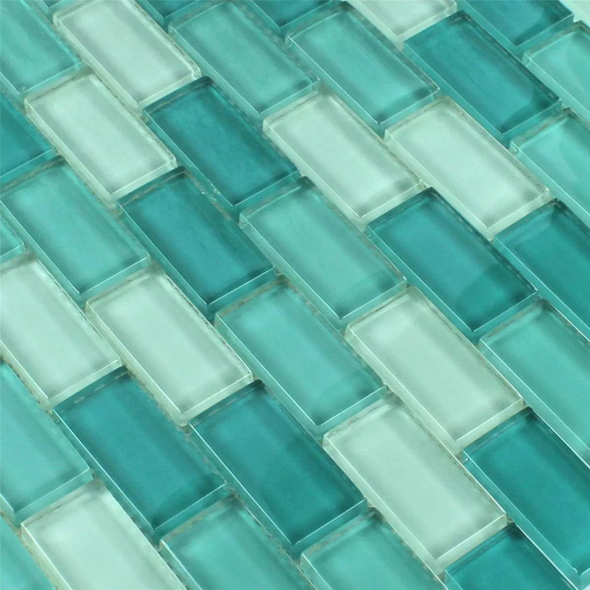 Prøve Mosaik Fliser Glas Krystal Brick Grøn Mix