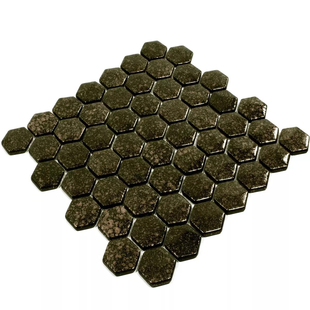 Glass Mosaic Tiles Leopard Hexagon 3D Gold