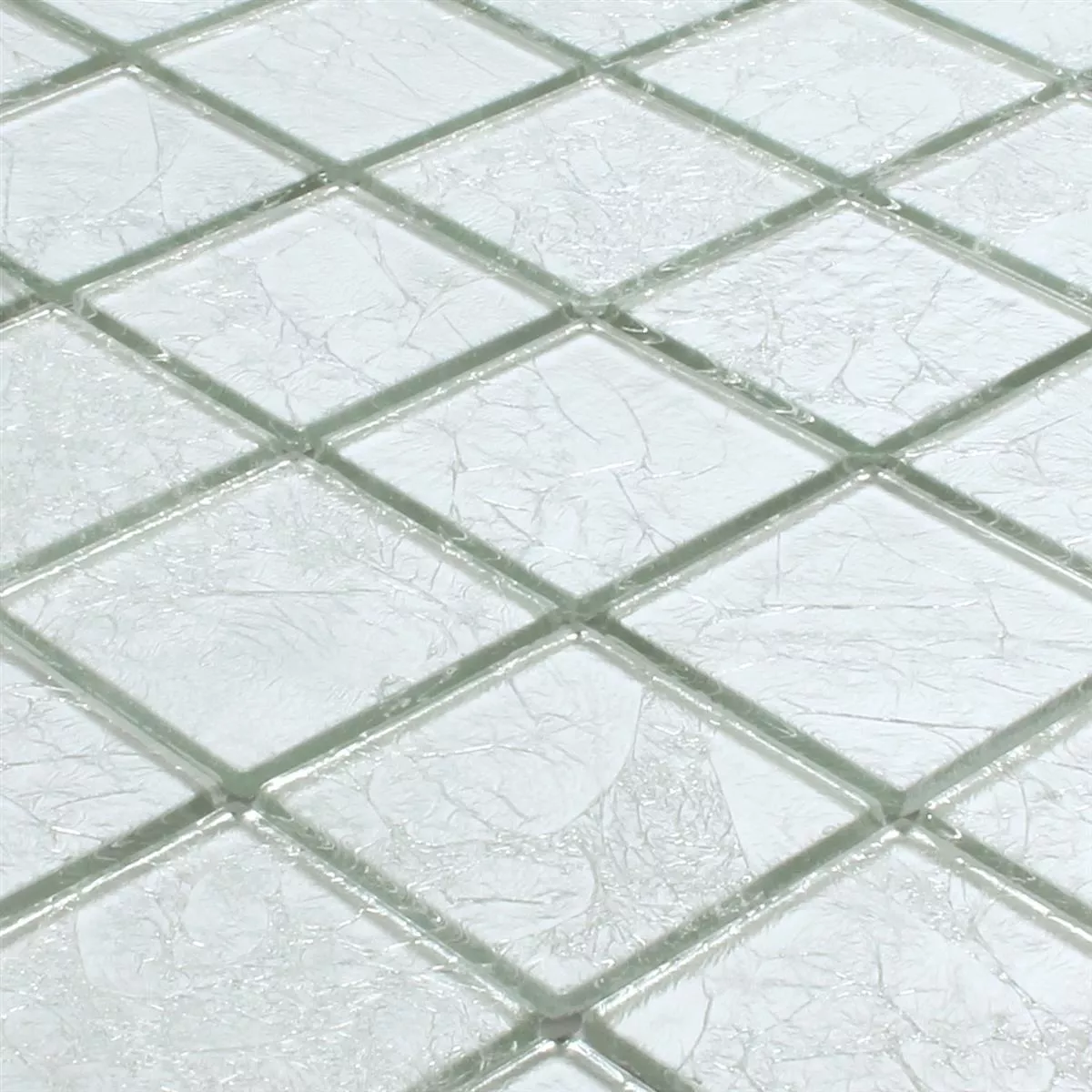 Mozaik Csempe Üveg Lucca Ezüst 48x48x4mm