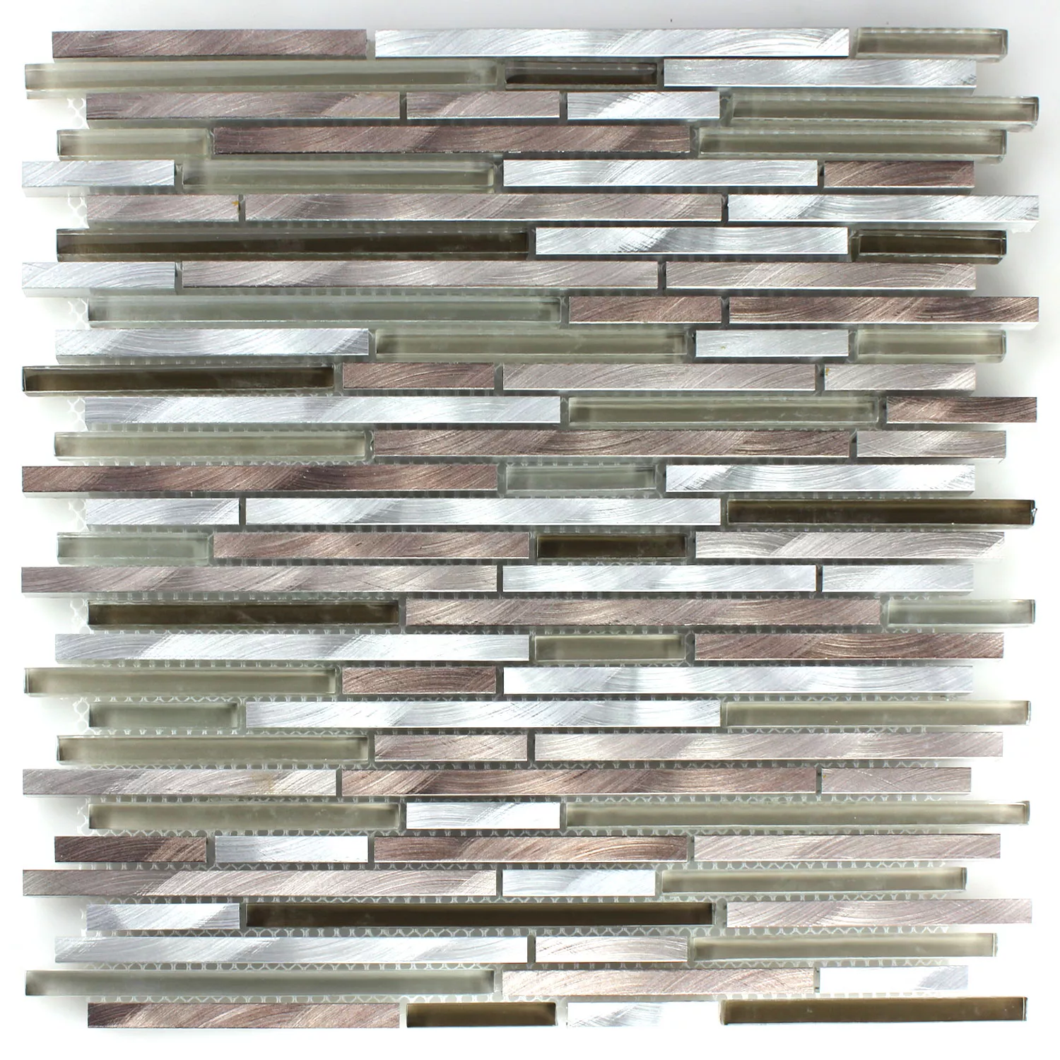 Mosaik Fliser Glas Aluminium Metal Brun Sølv Mix