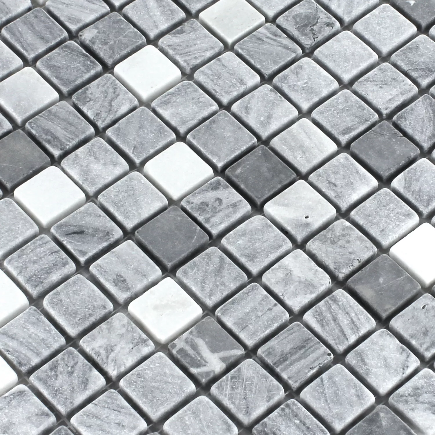 Mosaikfliesen Marmor Schwarz Grau 23x23x7mm