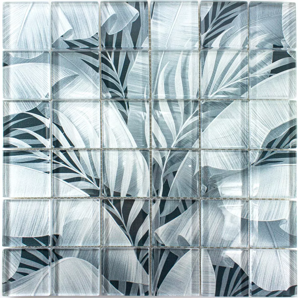 Glass Mosaikk Fliser Pittsburg Blomsteroptikk Grå