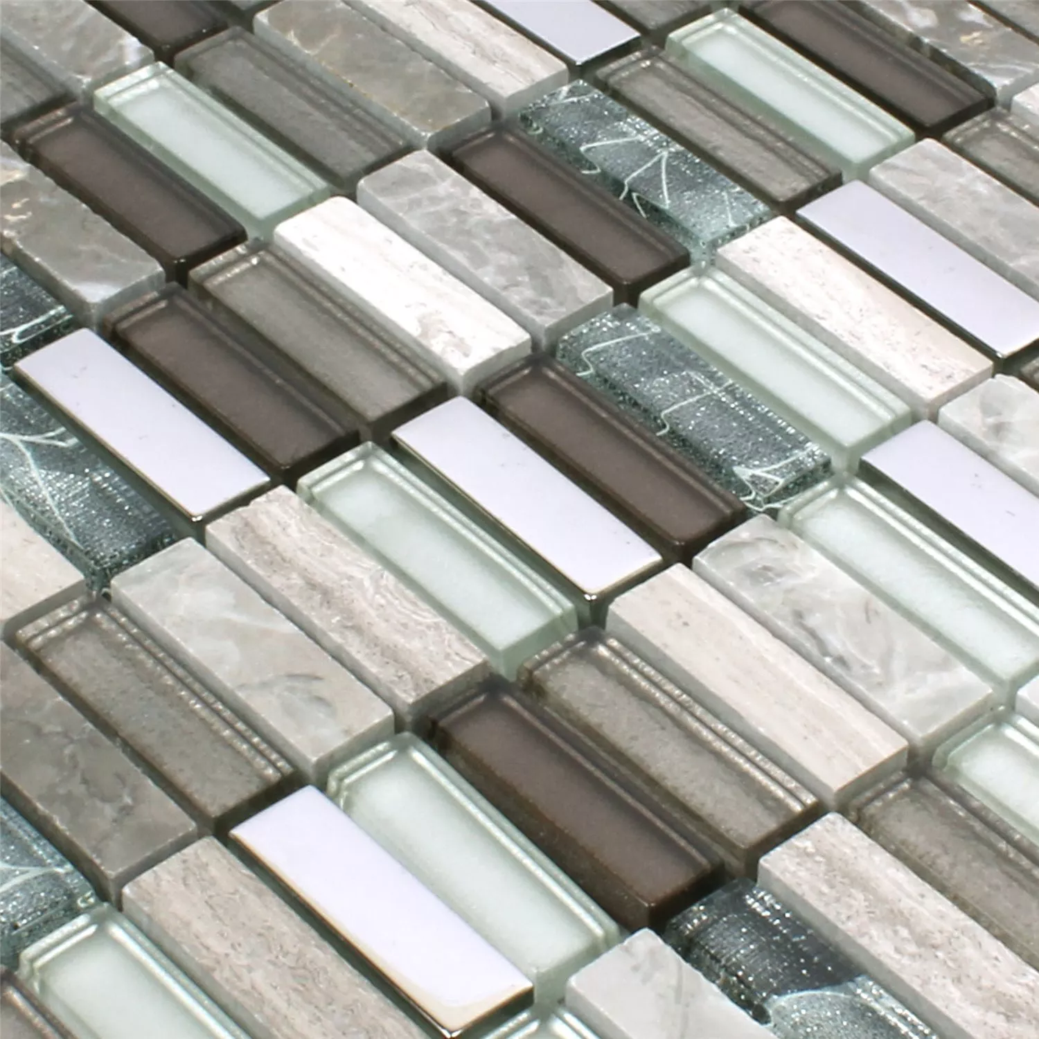 Sample Mosaic Tiles Magia Glass Natural Stone Mix Grey