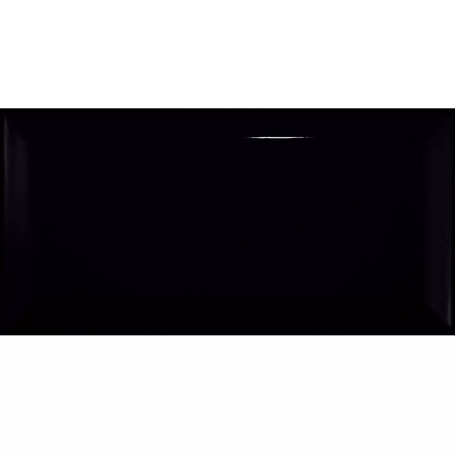 Metro tegel Zwart Glanzend 7,5x15 cm Met Facet Pitcox Negro