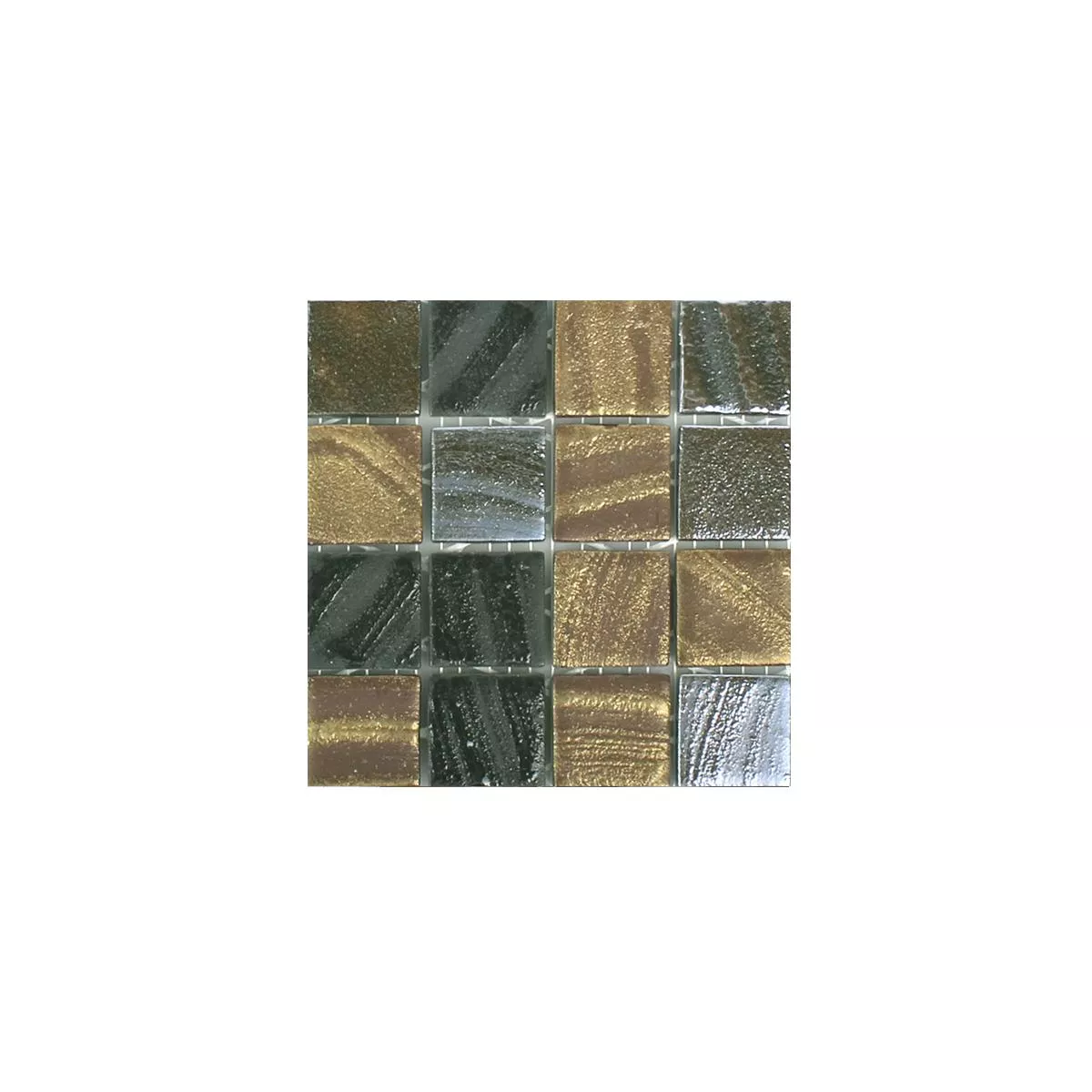 Sample Glass Mosaic Tiles Mascota Black Gold Bronze