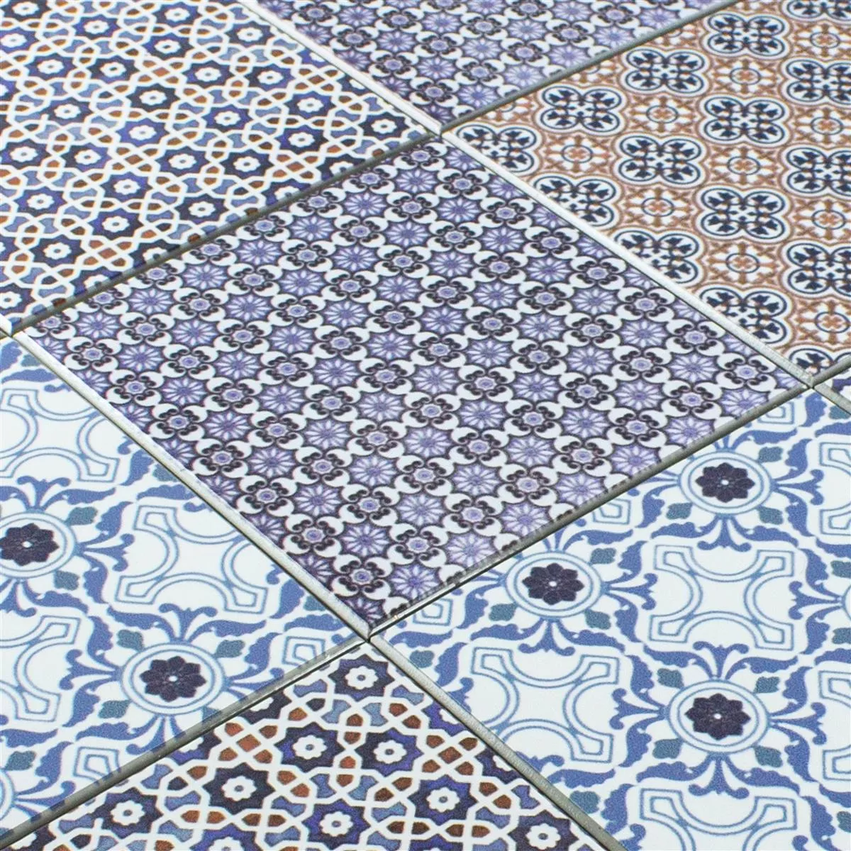 Muestra Vinilo Azulejos De Mosaico Autoadhesivo Poznan Azul