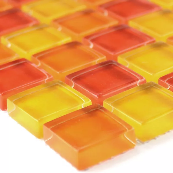 Próbka Mozaika Szklana Płytki Żółty Pomarańczowy Czerwone 