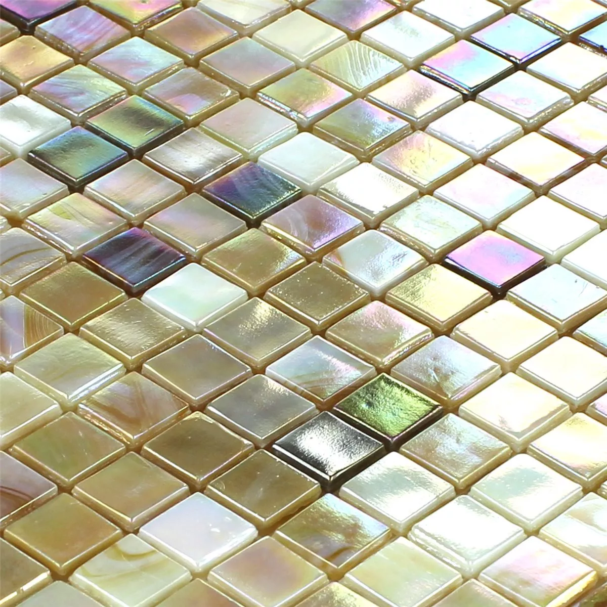 Mosaic Tiles Glass Nacre Mix Sandy 15x15x4mm