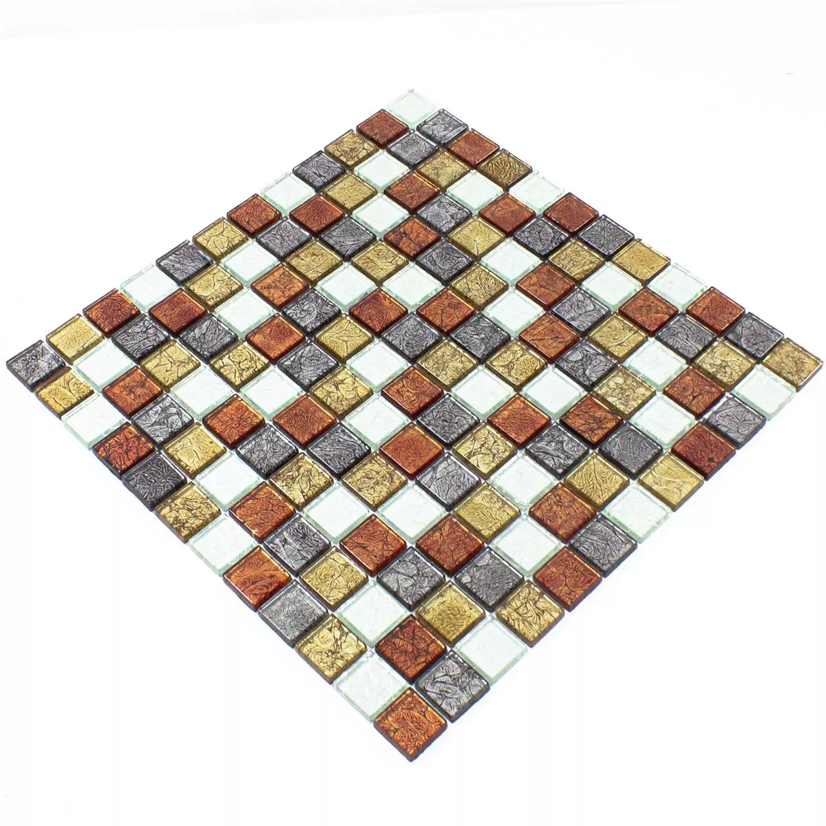 Mosaik Fliser Glas Bonnie Krystal Struktur Guld Sølv Rød