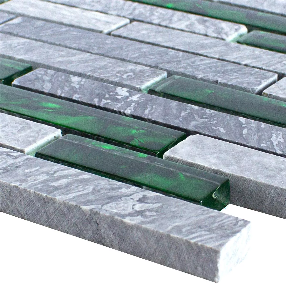 Mozaika Ze Skla A Přírodního Kamene Dlaždice Sinop Šedá Zelená Brick