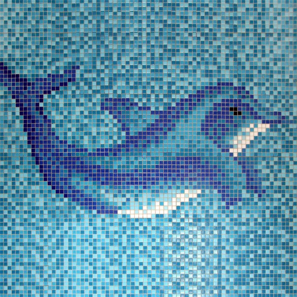 Plavecký Bazén Mozaika Delphin Lepený Papír