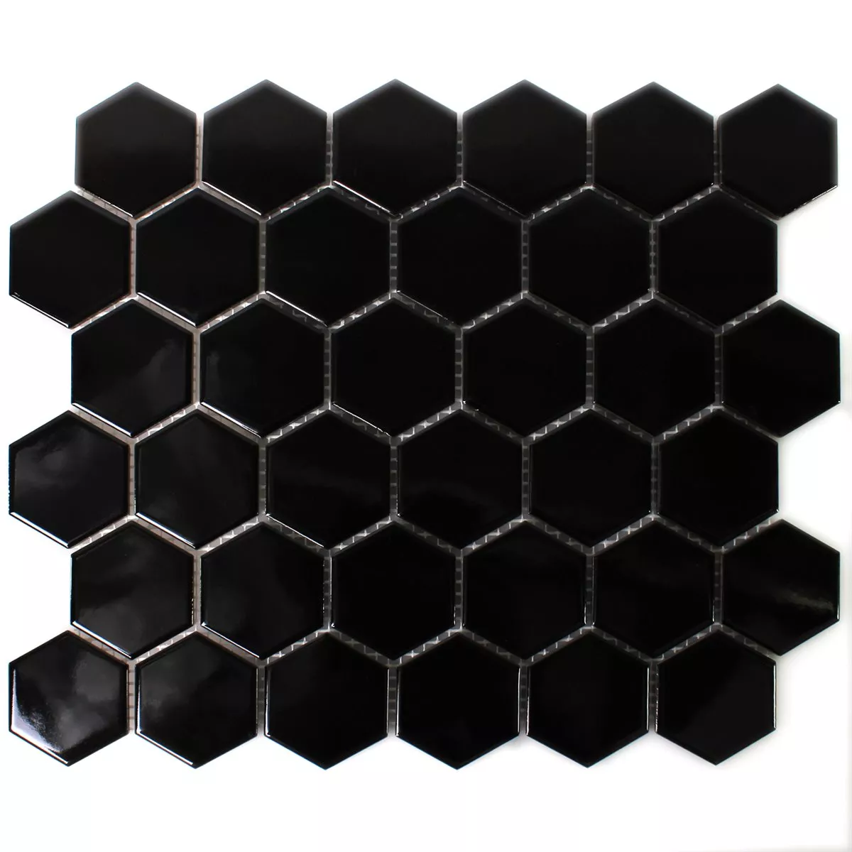 Mozaik Csempe Fazekasság Hatszög Fekete Csillogó H51