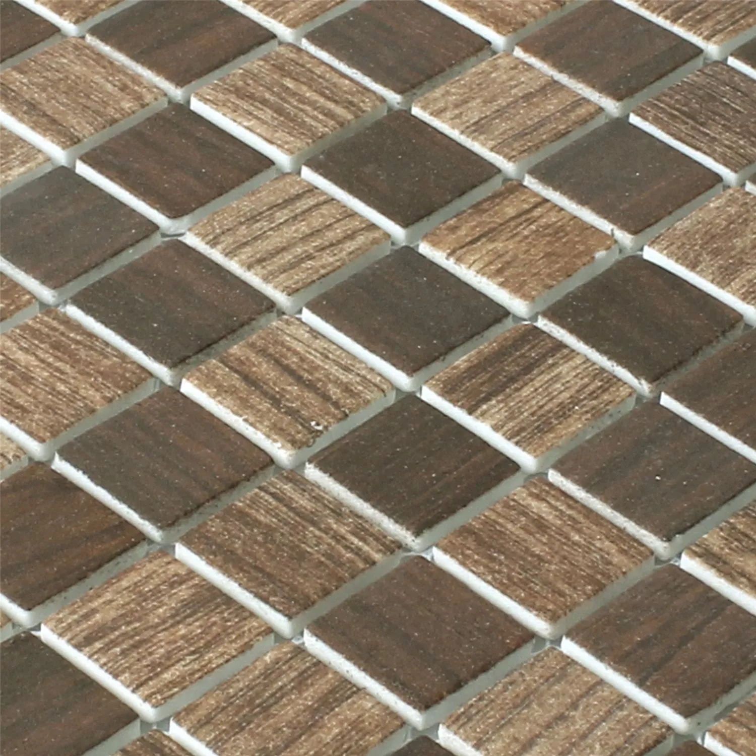 Prøve Mosaik Fliser Glas Valetta Træstruktur Morkbrun