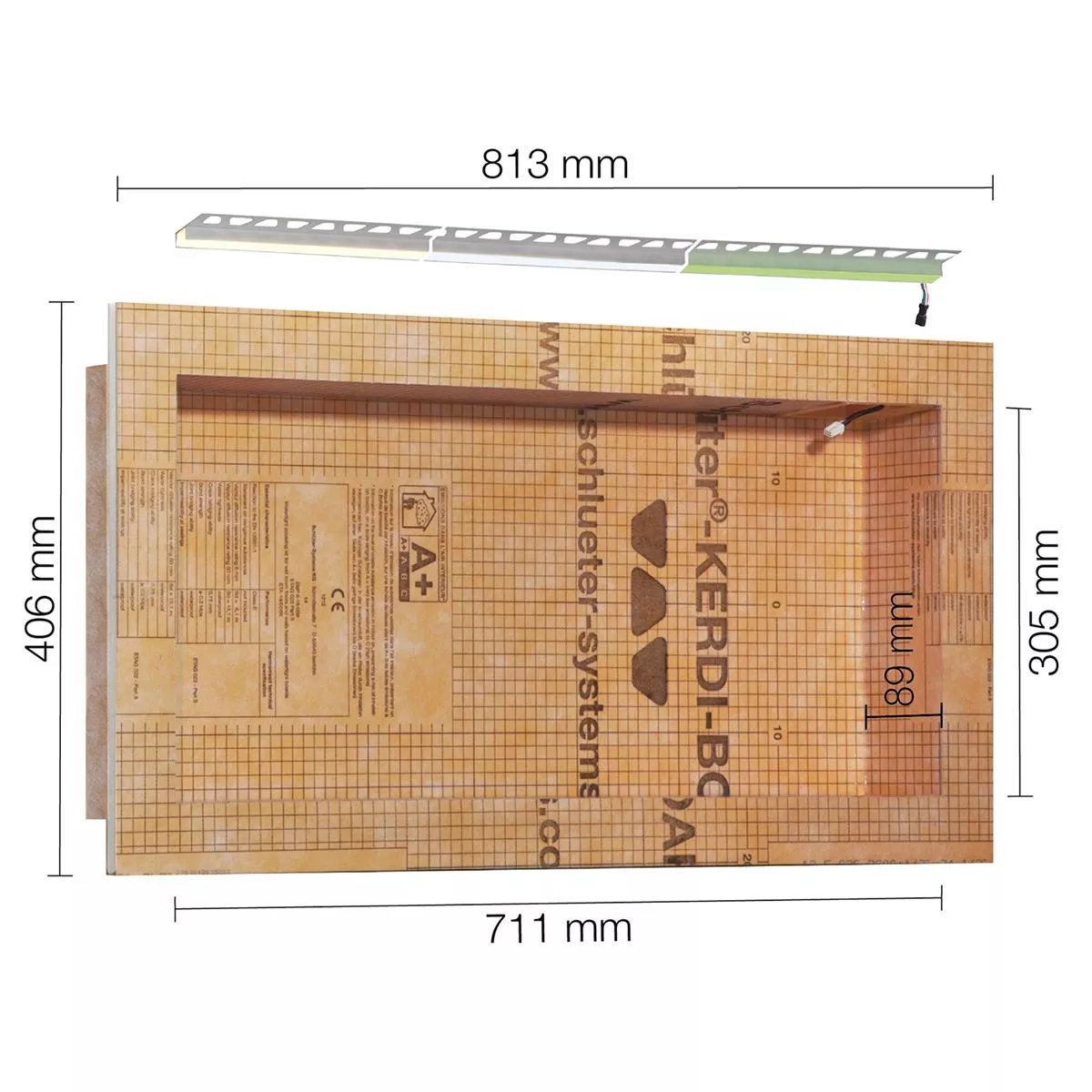 Комплект ниши Schlüter Kerdi Board NLT с LED осветление, неутрално бяло, 71,1 x 30,5 x 8,9 см Комплект ниши Schlüter Kerdi Board NLT с LED осветление, неутрално бяло, 71,1 x 30,5 x 8,9 см