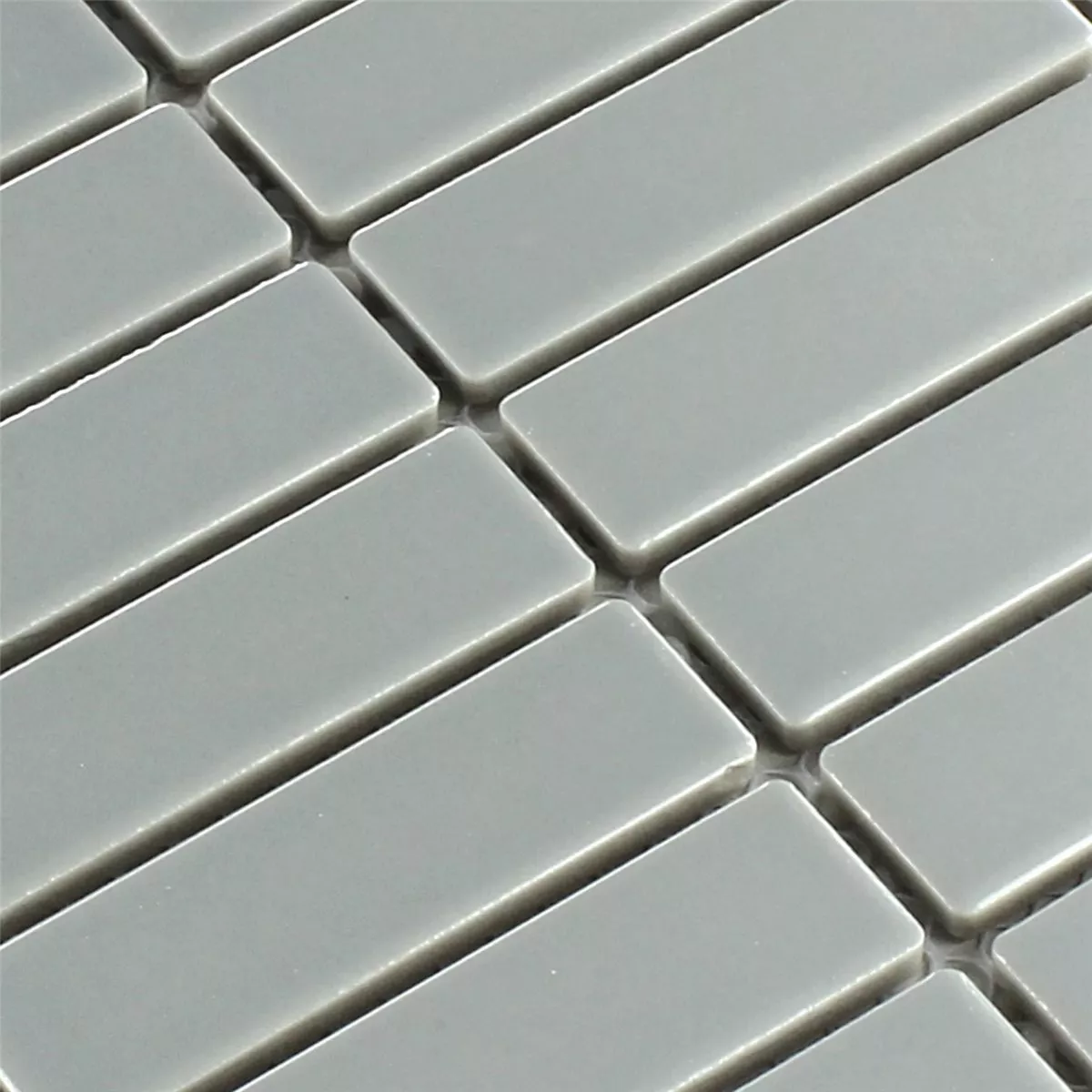 Muster von Keramik Mosaikfliesen Grau Stäbchen Glänzend