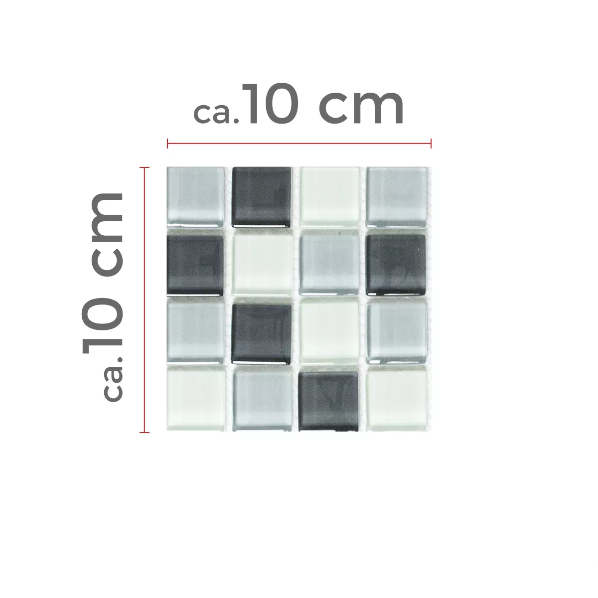 Πρότυπο από Γυάλινο Μωσαϊκό Πλακάκια Alpha Γκρί Ασπρο Tετράγωνο 