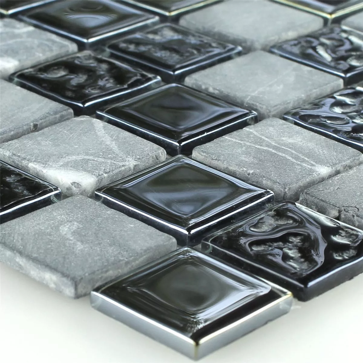 Vetro Marmo Pietra Naturale Mosaico Epsilon Nero Grigio Vetro Marmo Pietra Naturale Mosaico Epsilon Nero Grigio