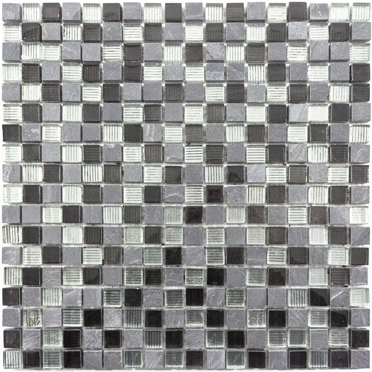 Mønster fra Mosaikkfliser Glass Naturstein Lincoln Grå Sølv