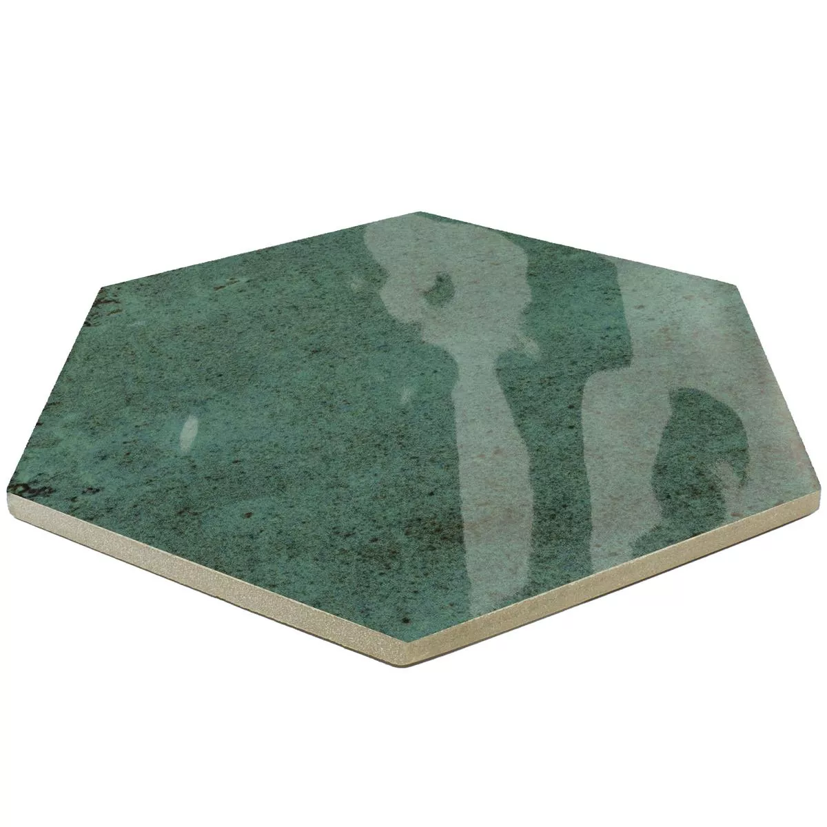 Muestra Revestimientos Arosa Brillante Corrugado Hexagonales Verde Esmeralda 17,3x15cm